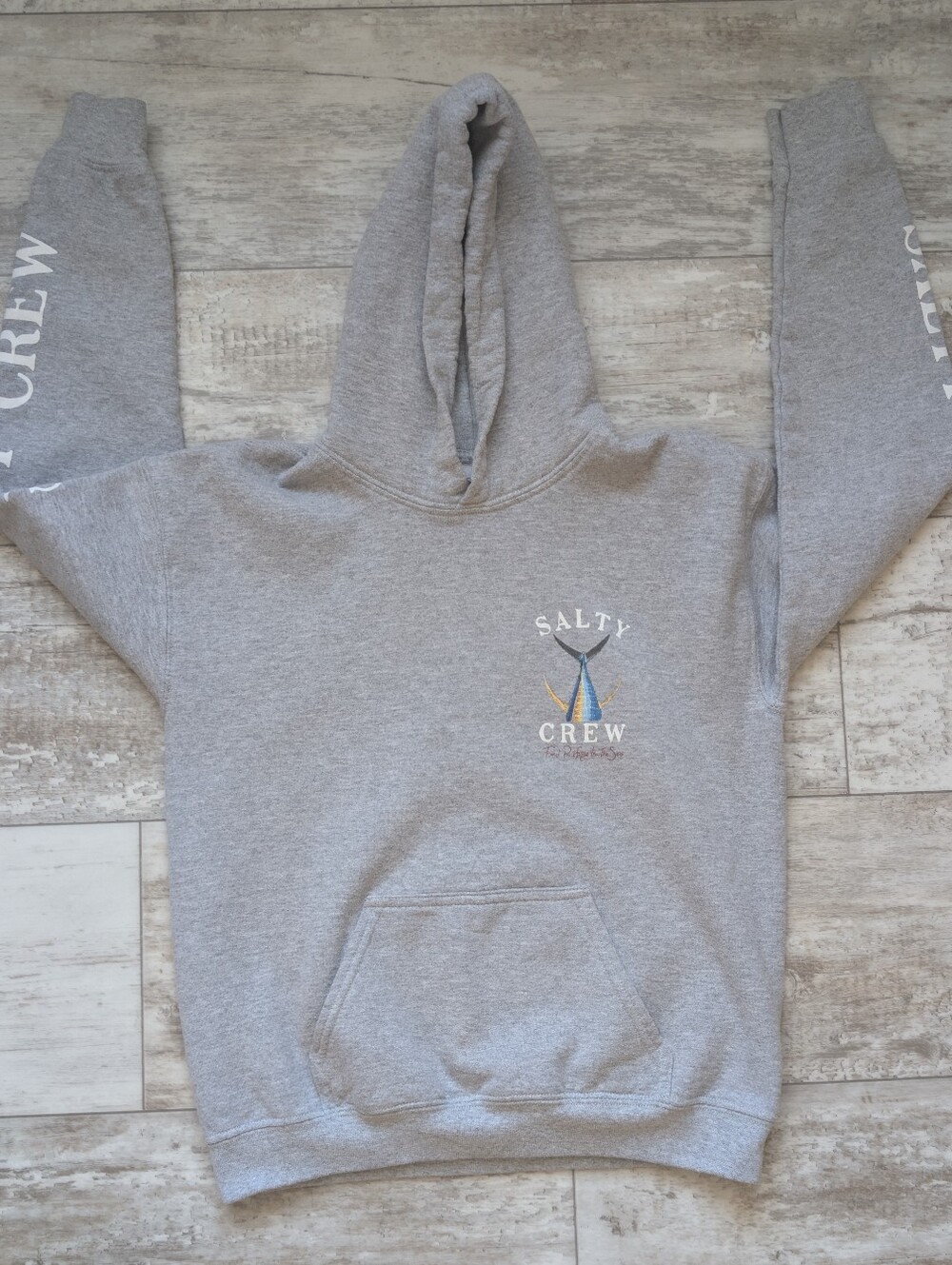 Salty Crew Light Gray Hoodie with Nautical Crest